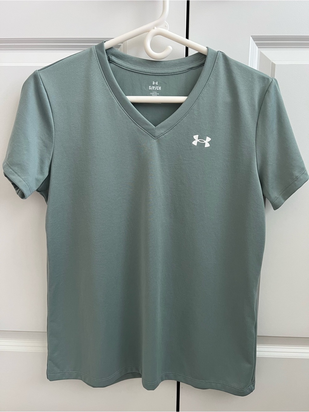 Under Armour Women's Loose V-Neck Tee - Sage Green with White Logo